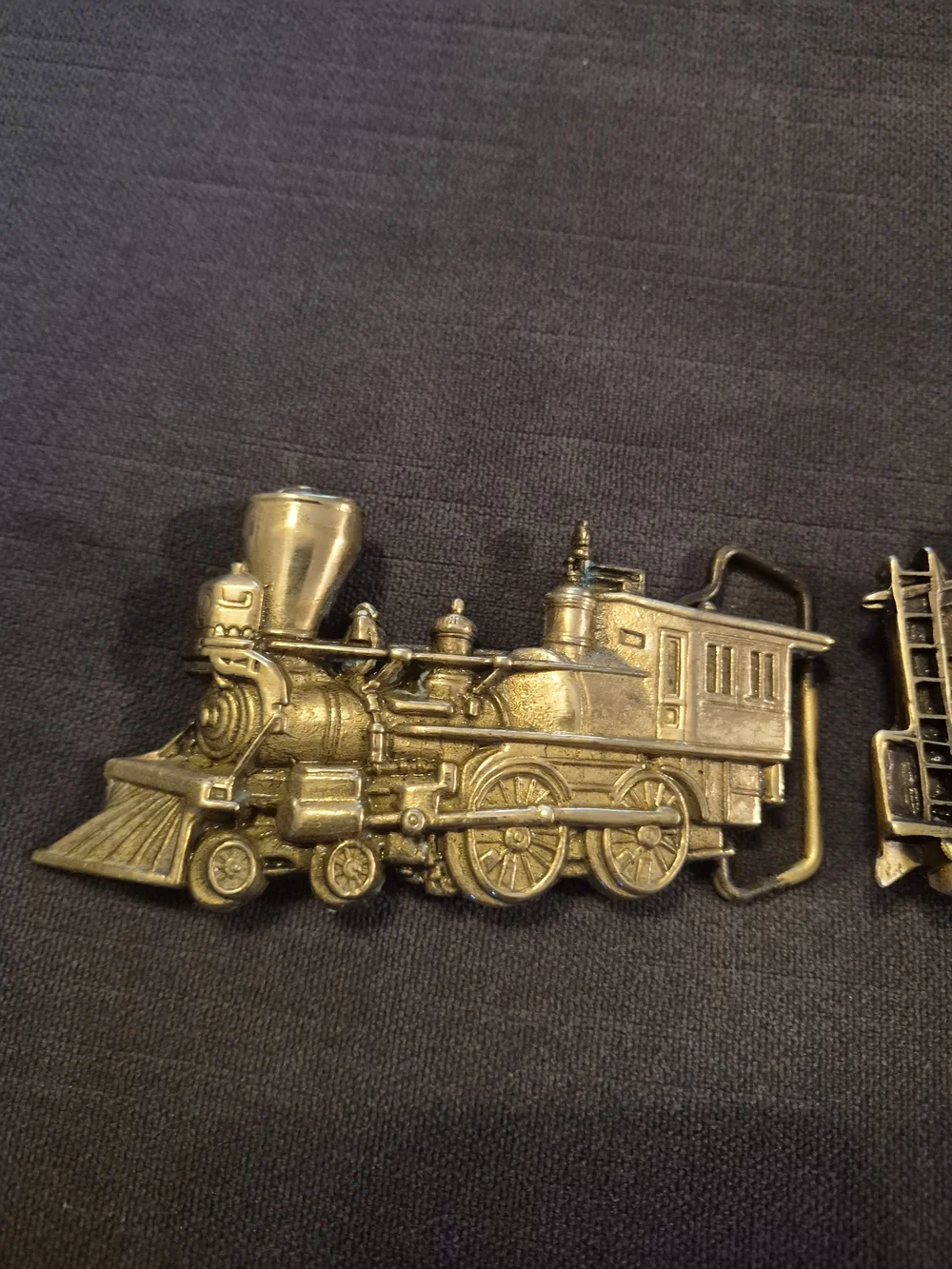 Vintage Brass Train Engine & Caboose Belt Buckles - SOLID‎ BRASS